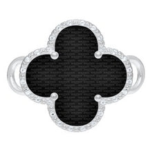 Load image into Gallery viewer, SS ONYX-WHT TPZ CLOVER CLASP