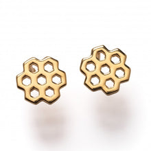 Load image into Gallery viewer, Southern Gates® Gold Plated Honeycomb Stud Earrings