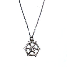 Load image into Gallery viewer, Sterling Silver Nautical Ship's Wheel Necklace