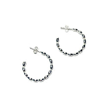 Load image into Gallery viewer, Medium Sterling Rice Bead Hoop Earrings