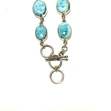 Load image into Gallery viewer, Sterling Larimar Toggle Bracelet