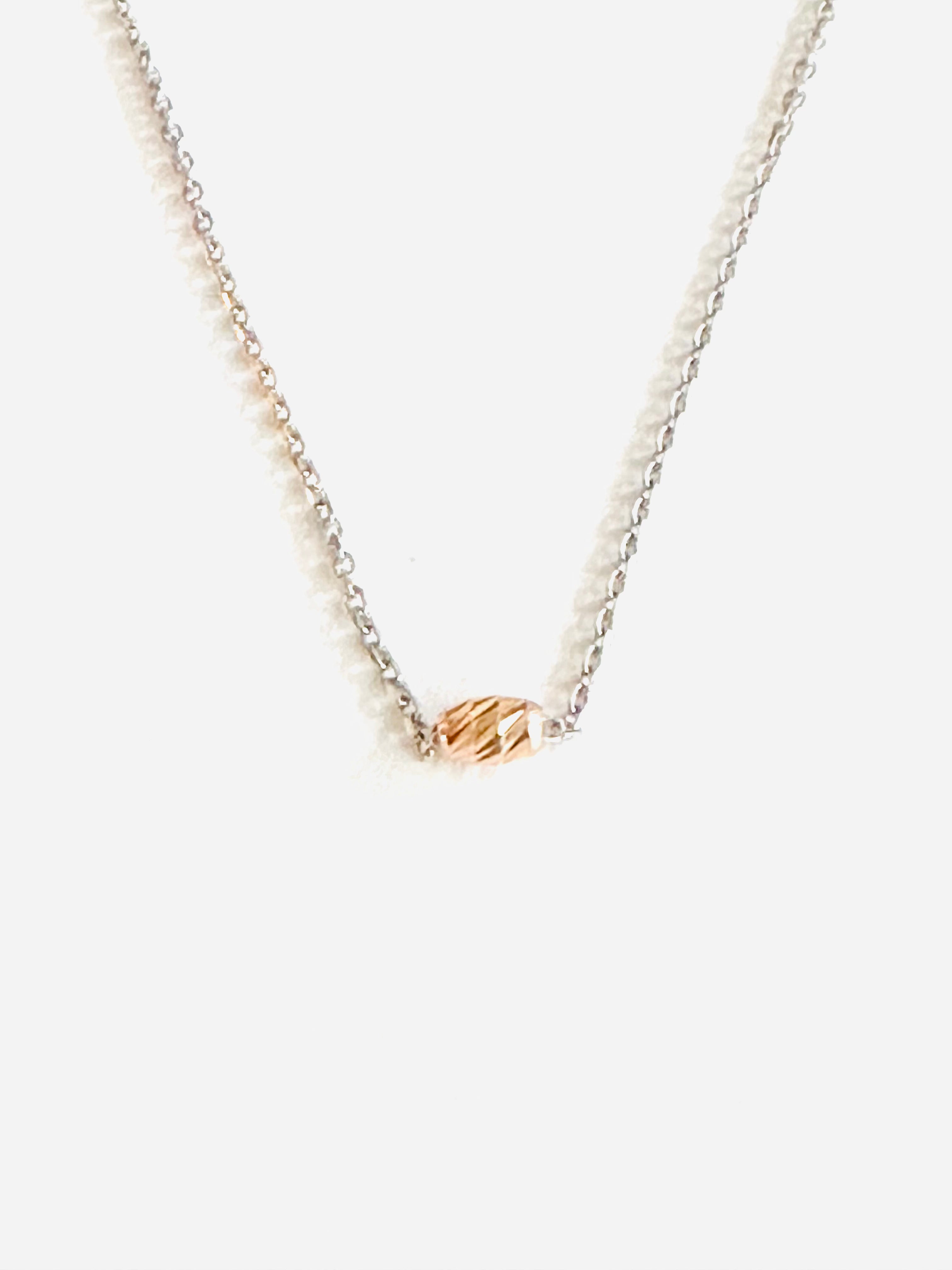 Sterling Rose Gold Vermeil Rice Bead Mini Necklace Dacuba's Fine Jewelry