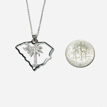 Load image into Gallery viewer, Sterling S.C. State Palmetto & Moon Necklace