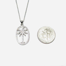Load image into Gallery viewer, Sterling Silver Framed Austrian Crystal Palmetto Necklace