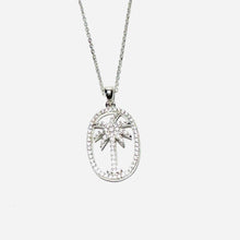 Load image into Gallery viewer, Sterling Silver Framed Austrian Crystal Palmetto Necklace