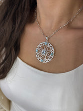 Load image into Gallery viewer, Sterling Artisan Gate Blue Topaz & Larimar Necklace