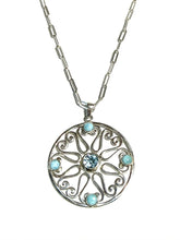 Load image into Gallery viewer, Sterling Artisan Gate Blue Topaz & Larimar Necklace