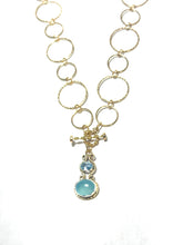 Load image into Gallery viewer, Gold Filled Blue Topaz & Chalcedony Toggle Necklace