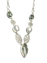 Load image into Gallery viewer, Sterling Green Amethyst & Pearl Set