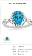 Load image into Gallery viewer, 14kt White Gold Blue Topaz & Diamond Ring