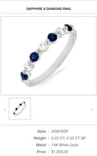 Load image into Gallery viewer, 14kt White Gold Sapphire and Diamond Band