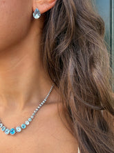 Load image into Gallery viewer, Sterling Blue Topaz Tennis Necklace Set