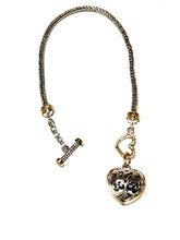 Load image into Gallery viewer, Sterling & Gold Filled Byzantine Heart Toggle Bracelet