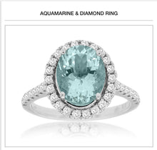 Load image into Gallery viewer, 14kt Gold Aquamarine & Diamond Ring