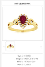 Load image into Gallery viewer, 14kt Gold Ruby & Diamond Ring