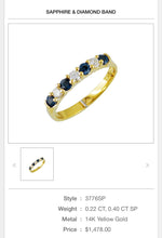 Load image into Gallery viewer, 14kt Gold Sapphire and Diamond Band