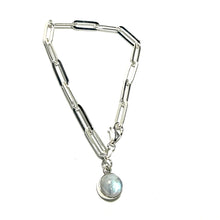 Load image into Gallery viewer, Sterling Moonstone & Paperclip Bracelet