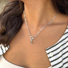 Load image into Gallery viewer, Sterling Blue Topaz & Paperclip Necklace