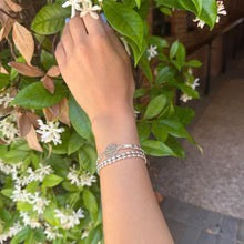 Load image into Gallery viewer, Sterling Triple Wrap Rice Bead & Southern Gate Bracelet/Necklace (SM)