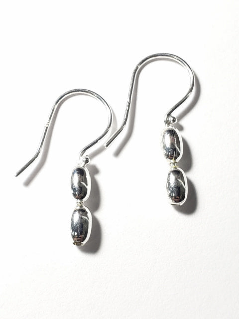 Bead Landing Hoop Earrings - Silver - Each