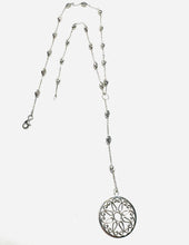Load image into Gallery viewer, Sterling Artisan Gate & Station Rice Bead Lariat Necklace