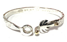 Load image into Gallery viewer, Sterling Silver & 14kt Gold Destination Bangle Bracelet