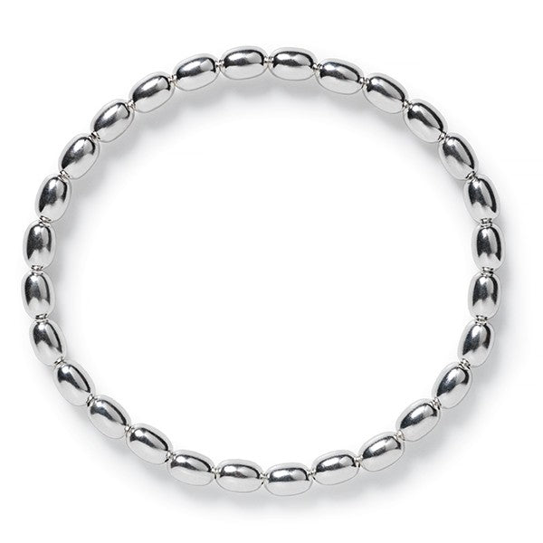 Southern Gates® 4mm Sterling Silver Elastic Rice Bead Bracelet