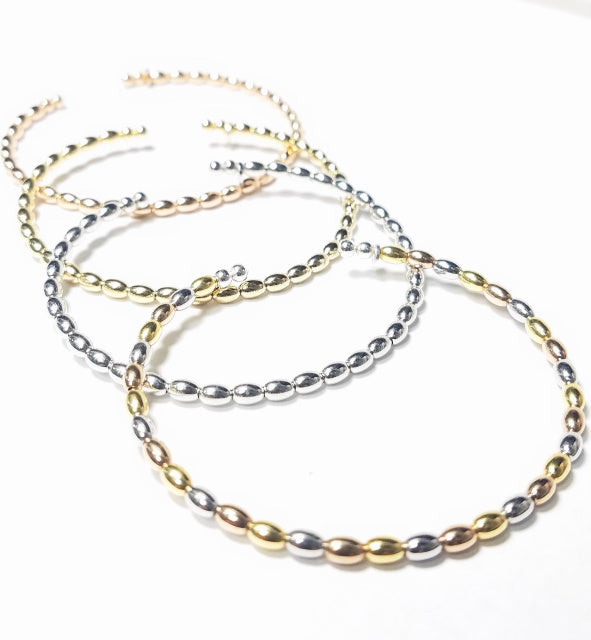 Sterling Rice Bead Cuff Bracelet - Main Image