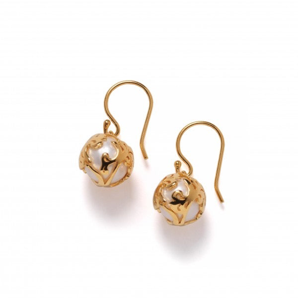 Southern Gates® Gold Plated Filigree Pearl Earrings
