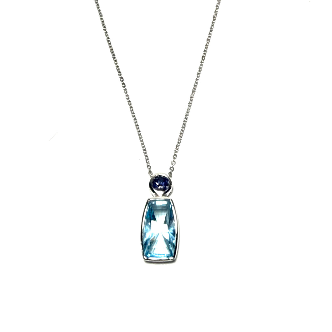 Blue Topaz and Iolite Sterling Silver Necklace