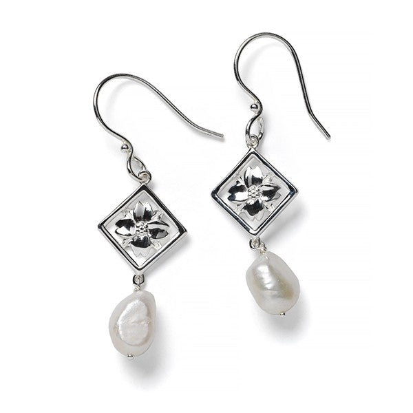 Southern Gates® Diamond-Cut Dogwood Earrings With Baroque Pearls