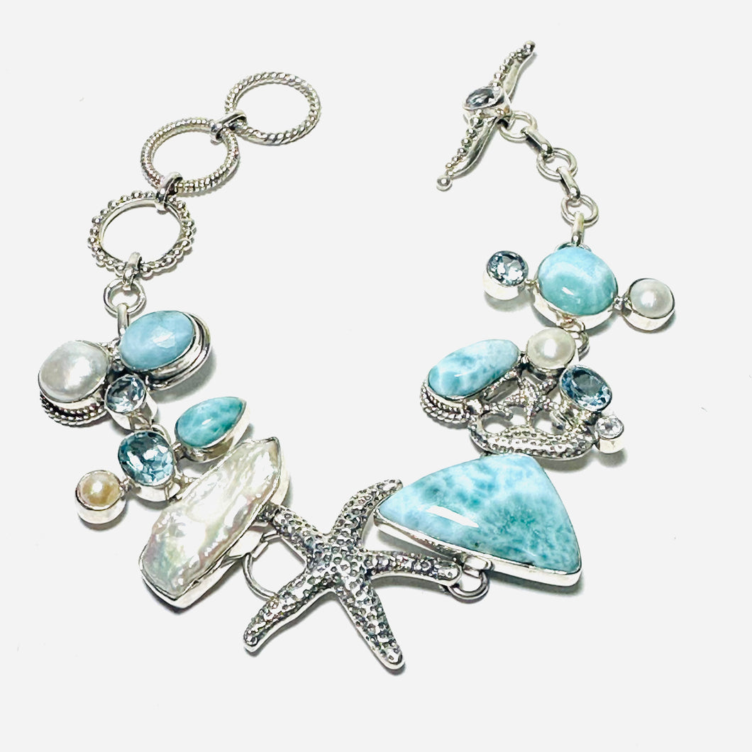 *Sterling Larimar Nautical Toggle Bracelet