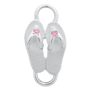 SS FLIP FLOP W/PINK CZ CLASP