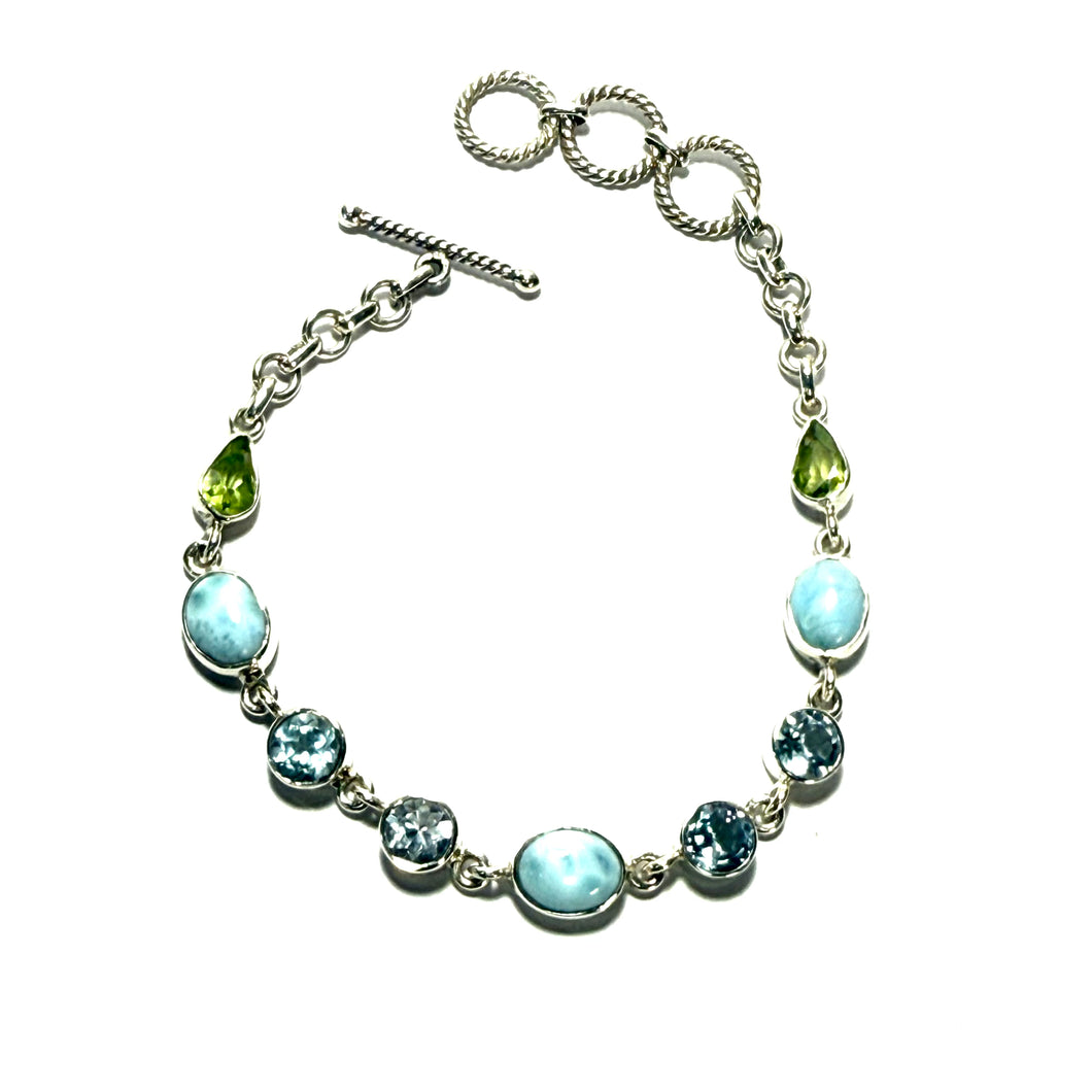 Sterling Larimar & Gemstone Bracelet