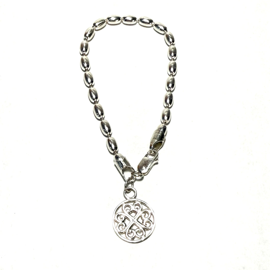 Extra large Rice Bead and Gate Charm Bracelet