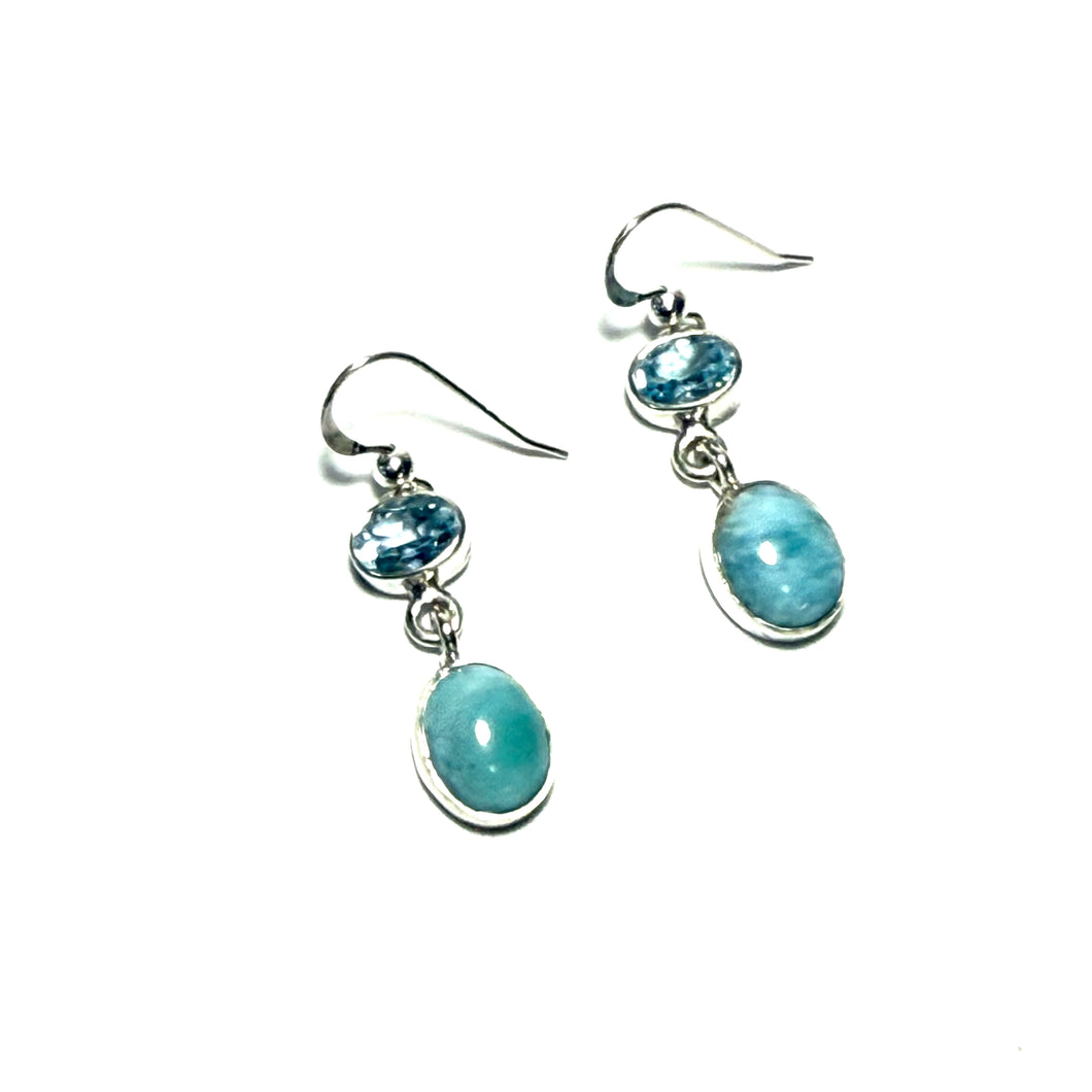Sterling Larimar & Blue Topaz Earrings