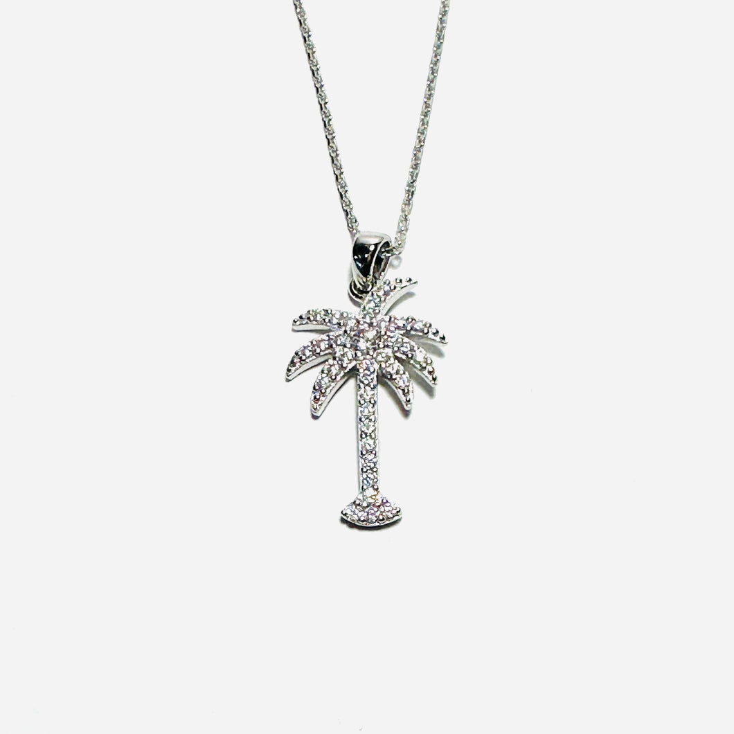 Sterling Silver Palmetto & Austrian Crystal Necklace