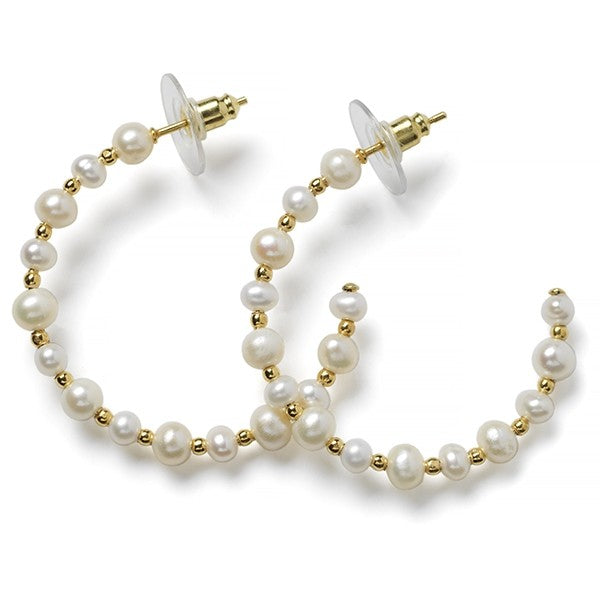 Southern Gates® Pearl And Gold Bead Margeaux Hoop Earrings (40mm)