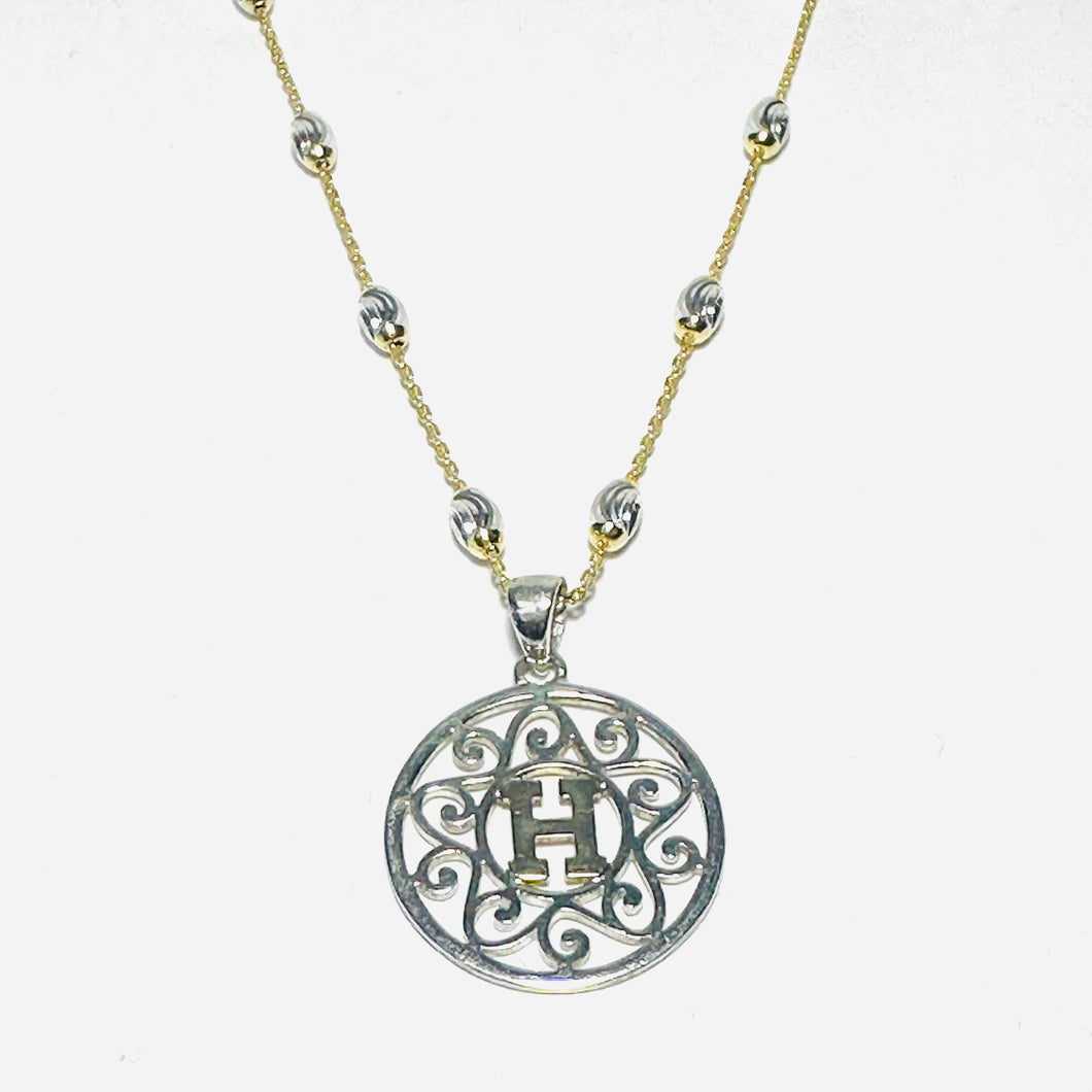 14kt Gold & Sterling Initial Gate Pendant