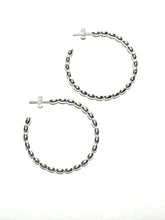 Load image into Gallery viewer, Sterling Large Rice Bead Hoop Earrings
