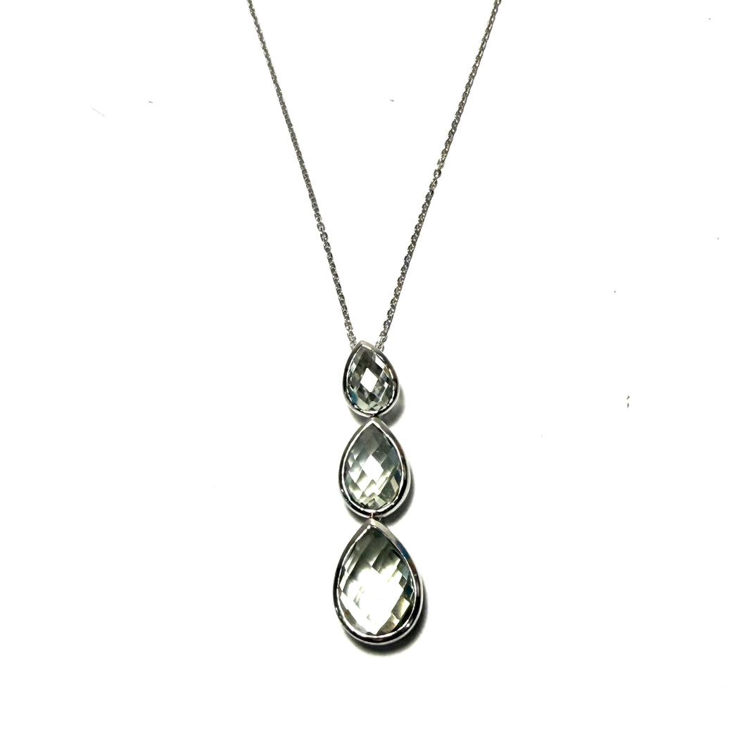 Sterling Silver Green Amethyst Necklace