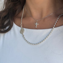 Load image into Gallery viewer, Sterling Rice Bead Cross Necklace
