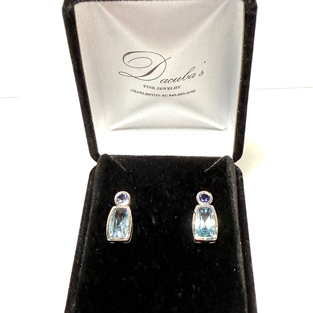 Blue Topaz and Iolite Sterling Earrings