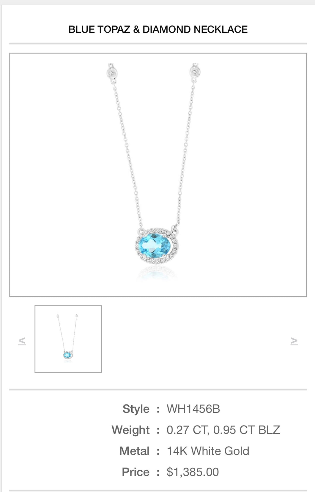 14KT BLUE TOPAZ & DIAMOND NECKLACE