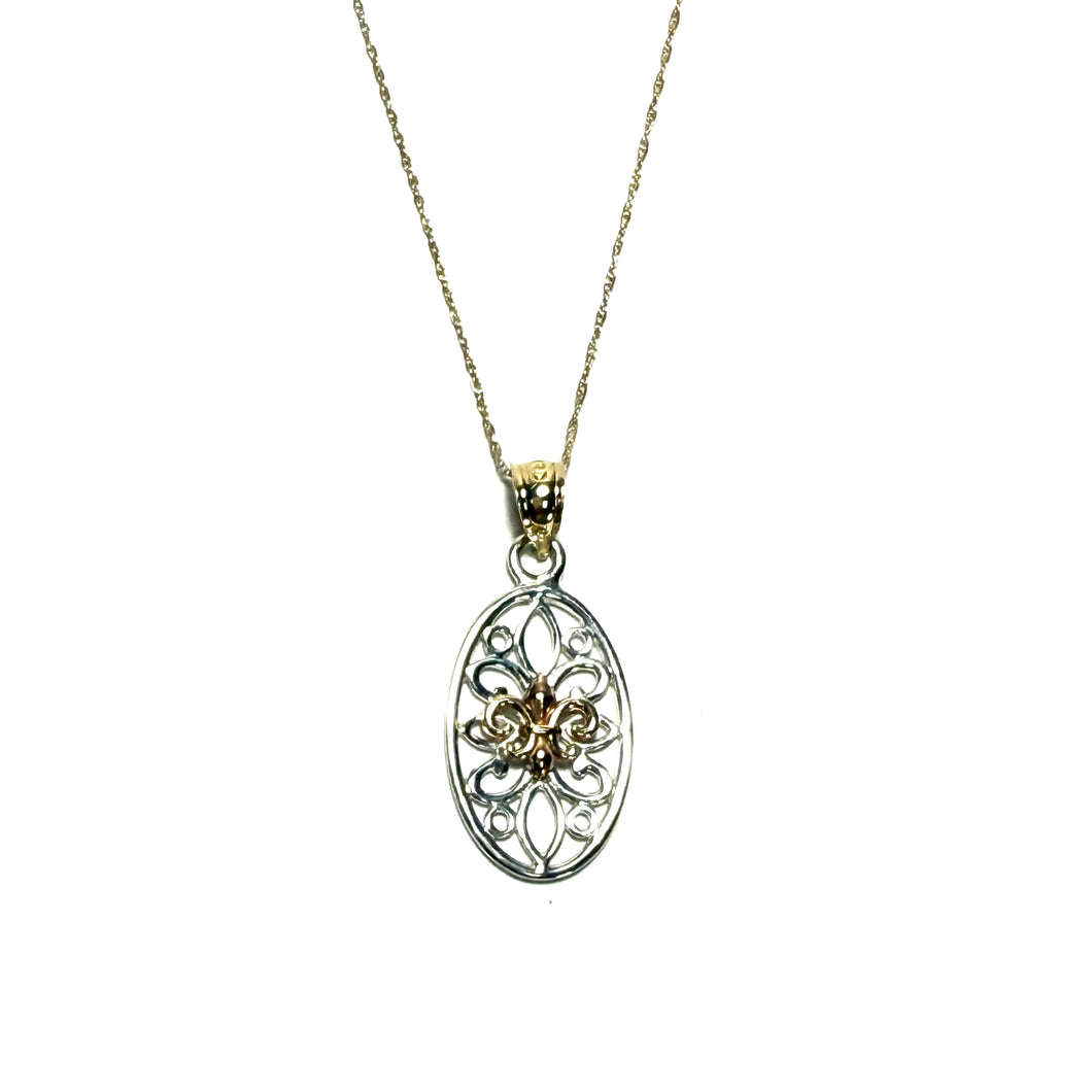 14kt Gold & Sterling Artisan Gate Necklace
