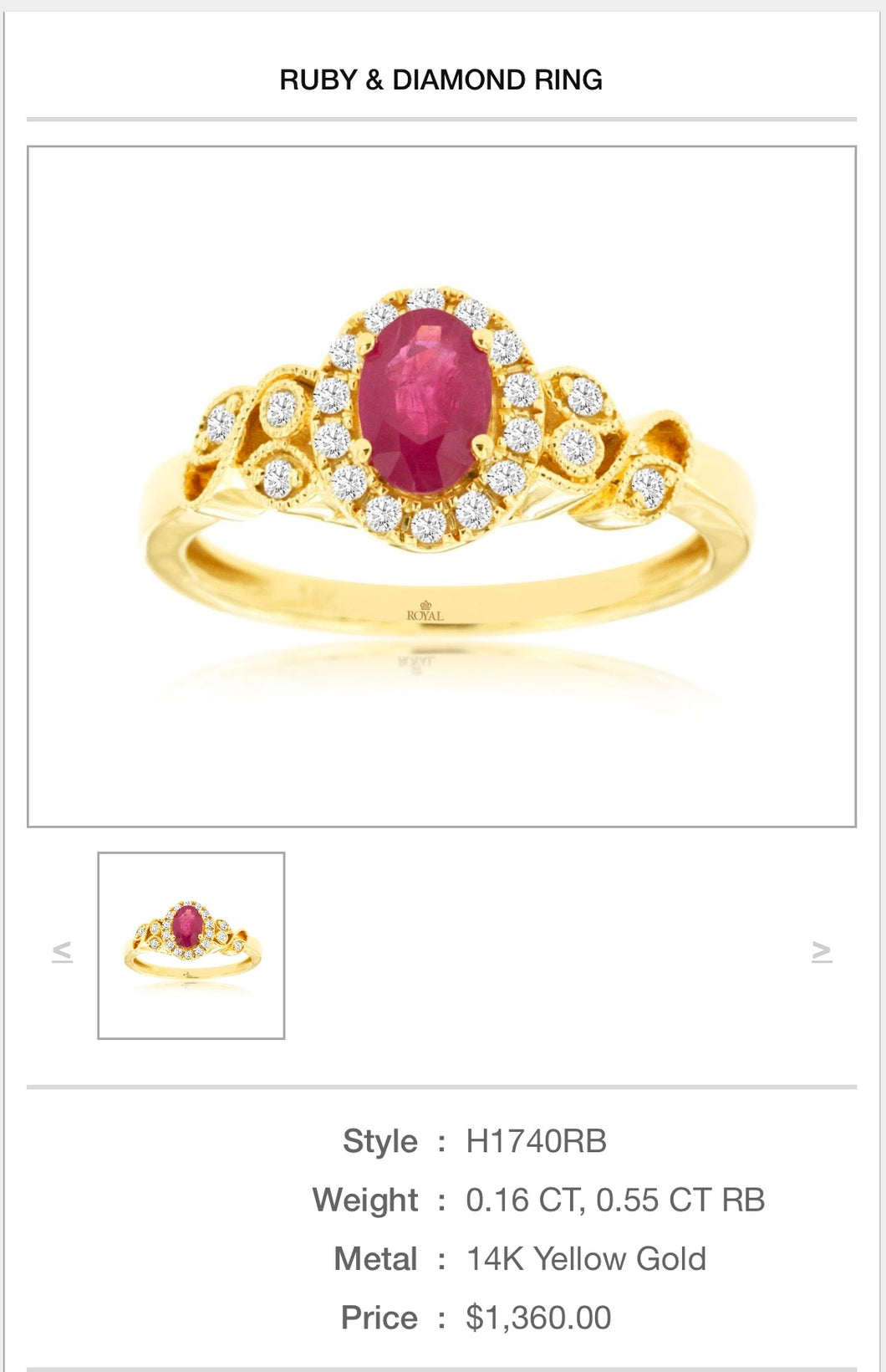 14KT RUBY & DIAMOND RING