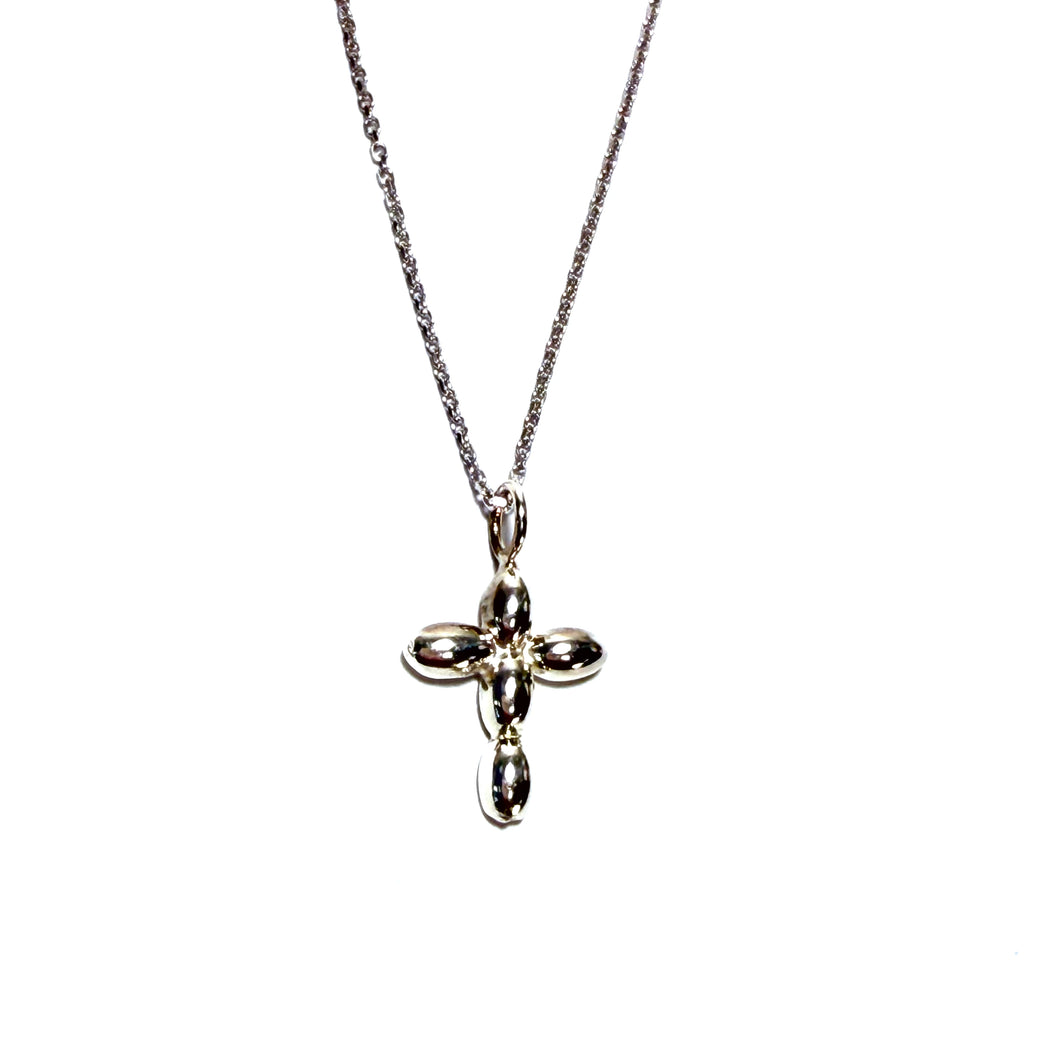 Sterling Rice Bead Cross Necklace