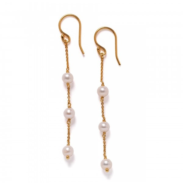 Southern Gates® Gold Plated Ariel 3 Pearl Station Earrings