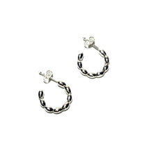Load image into Gallery viewer, Small Sterling Rice Bead Hoop Earrings
