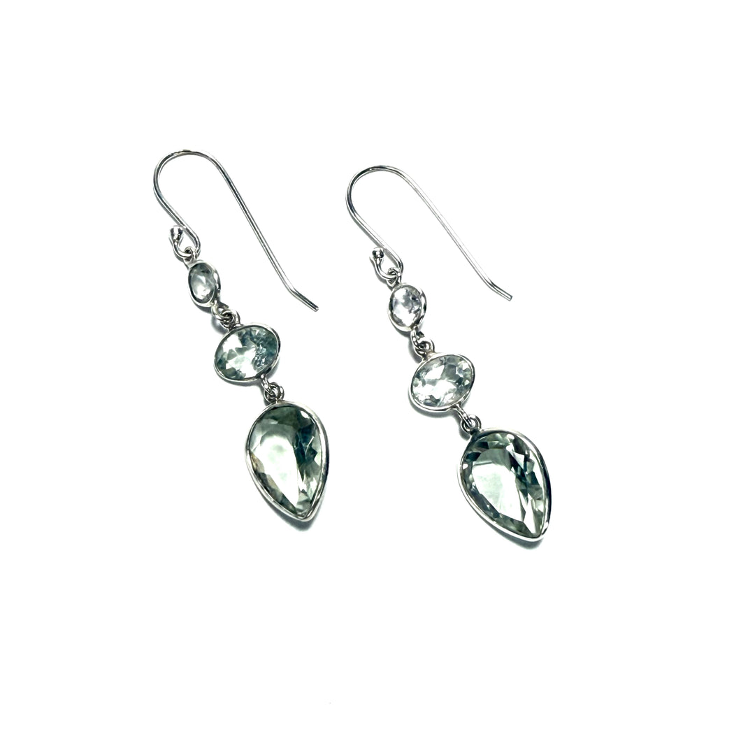 Sterling Silver and Green Amethyst Earrings